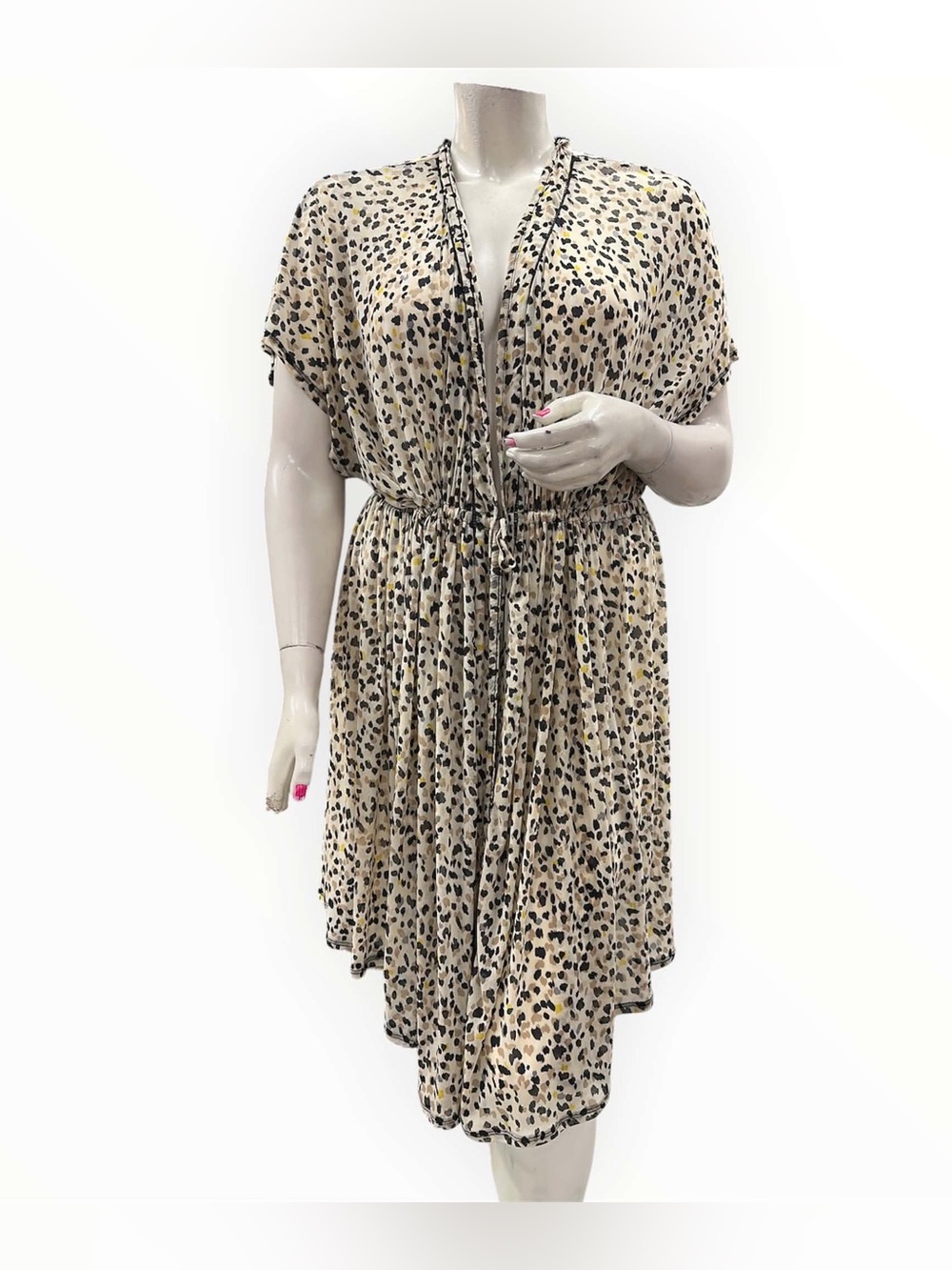Penningtons Beige Printed V-Neck Midi Dress Size 3X